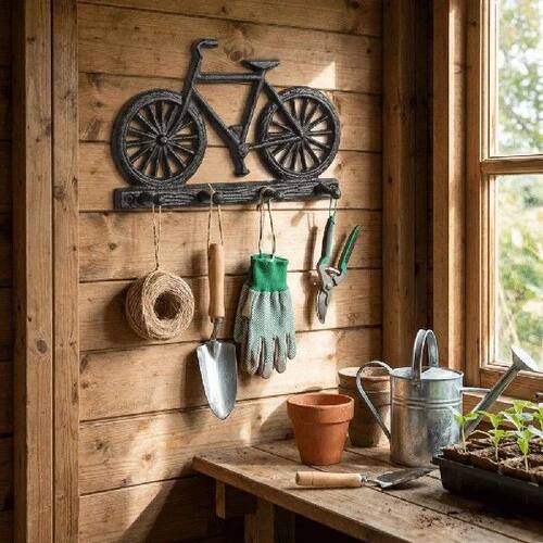 Retro Bicycle Cast Iron Hooks Rust-Proof Space-Saving Wall