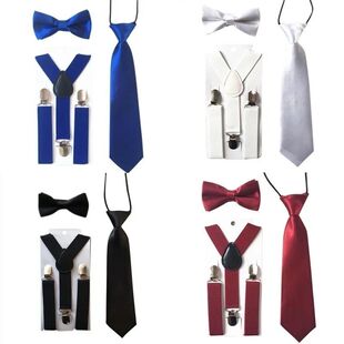 3PCS Boys Children Tie Kids Bowtie Suspenders Clip Set