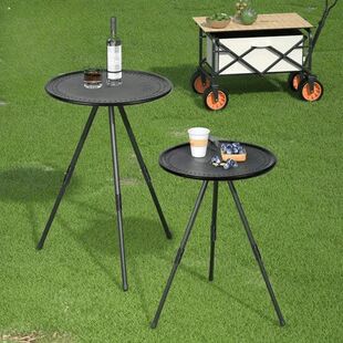 Small Portable Round Adjustable Table Picnic Camping