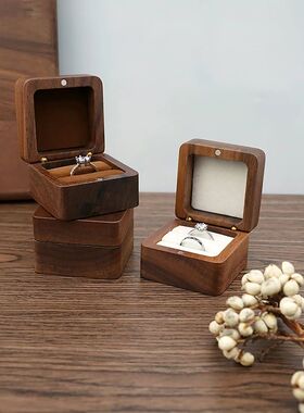 Wood Jewelry Box Wedding Ring Box Earring Rings Organizer