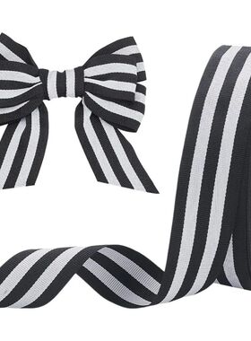 1.57 Inch Striped Ribbon 50 Yards Black White Grosgrain