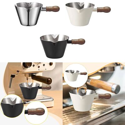 Measuring Cup Milk Frothing Pitcher Portable Walnut Handle