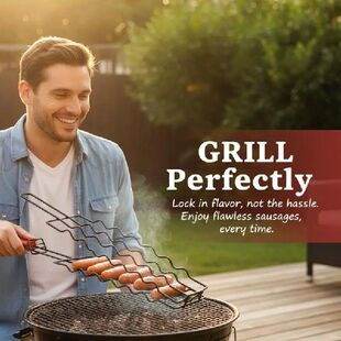 BBQ Grill Accessory Hot Dog Sausage Basket With Wooden