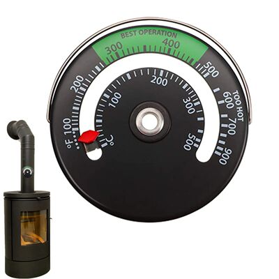 Aluminum Alloy Fireplace Fan Thermometer Magnet Stovepipe