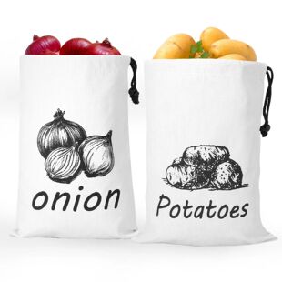 Storage Onion Potato fresh Drawstring Keep Bag 2Pcs