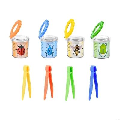 4Pcs Insect Observation Box With Lid And Tweezer For Kids