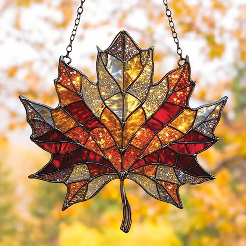 2D Autumn Maple Leaves Acrylic Pendant Light Catchers For