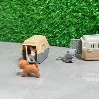 2/4Pcs Realistic Mini Dog & Cat Cage With Door Miniature