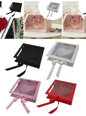 Valentine's Day Empty Heart Flower Box Clear Window Lid