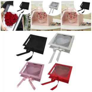 Valentine's Day Empty Heart Flower Box Clear Window Lid