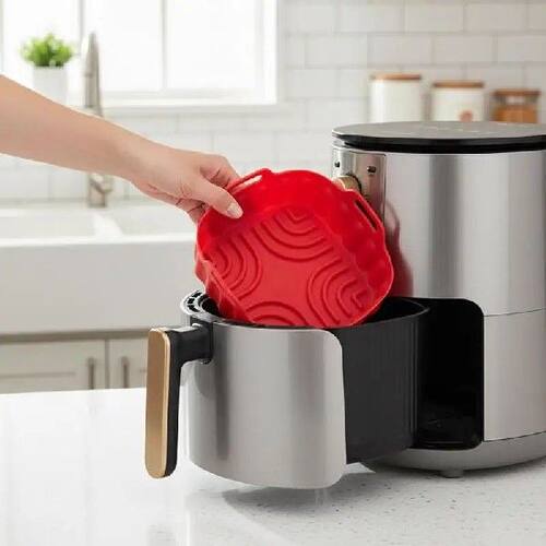 Foldable Air Fryer Basket Liner Silicone Non Stick Oven
