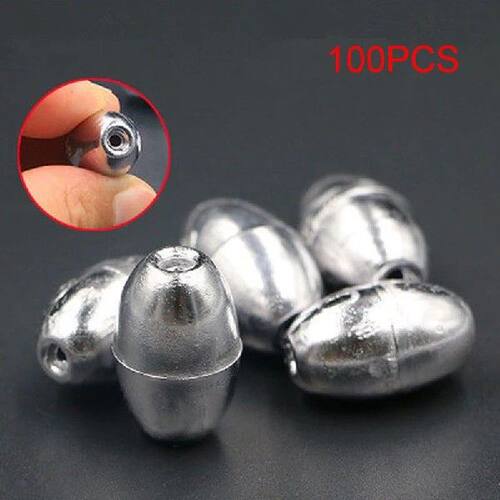 100pcs Olive Shape Fishing Lead Weight Sinker Fall