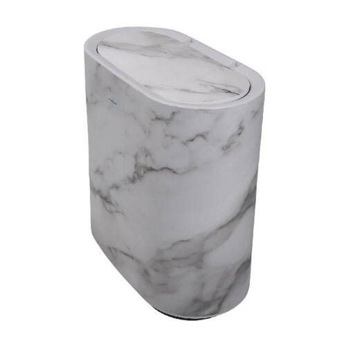 Marble Pattern Slim Trash Can With Lid PP Material For Home