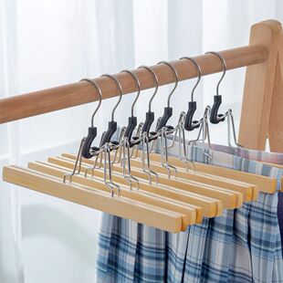 Pants Wooden 10pcs Wood Multifunctional Solid Hanger