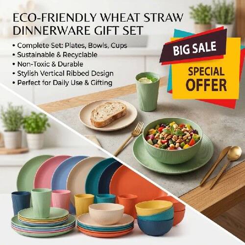 Wheat Straw Dinnerware Set Eco-friendy Safety Plates Cups