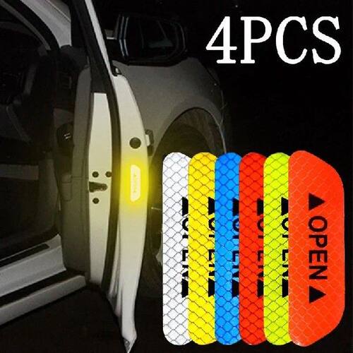 4Pcs Car Door Reflective Stickers OPEN High Reflective Tape