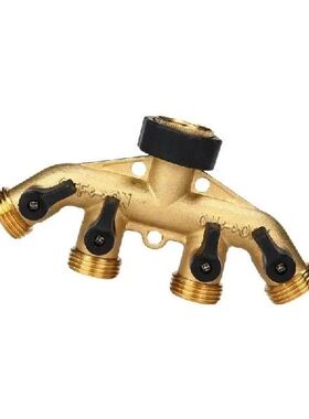 4 Way Hose Faucet Manifold Brass Connector Distributor for