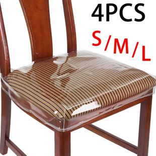4 Pcs Transparent Dinning Chair Covers Thicken Waterproof