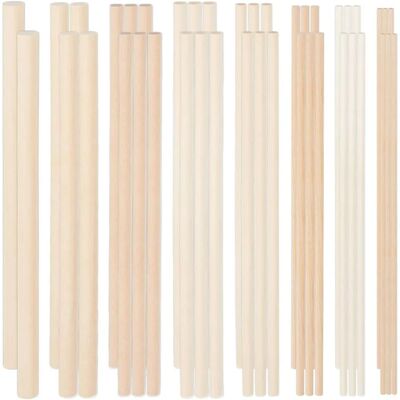 42pcs 8 Styles Wood Dowels Assorted Sizes Round Dowel Rods