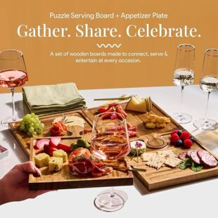 Tray Display Food Snack Charcuterie Board Wooden Puzzle