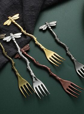 3pcs/Set Dragonflies Desserts Forks Creativity Ice Cream