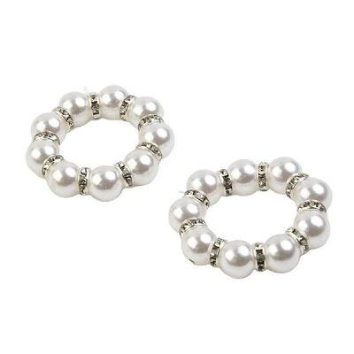 12 Pcs Pearls  Napkin Ring White Plastic Napkins Holders