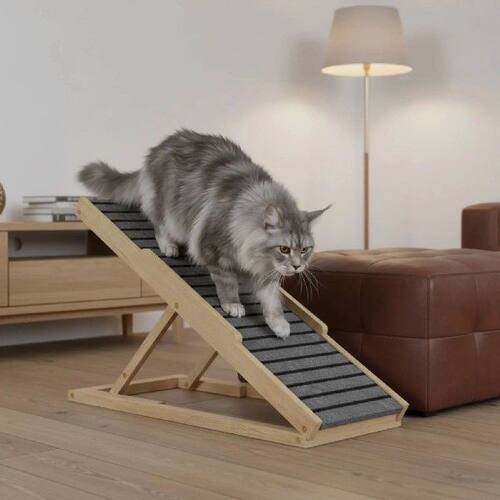 Carpeted Dog Stairs Sturdy Construction Wooden Pet Steps