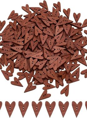 200 Pcs Heart Shaped Wooden Sewing Buttons with 2Holes