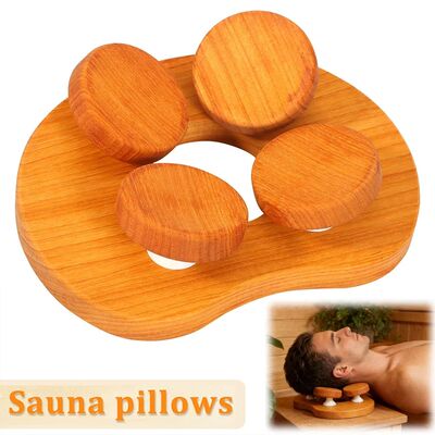 Wooden Sauna Headrest Ergonomic 4 Point Sauna Head Pillow