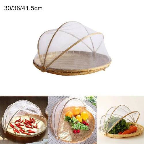 Bamboo Woven Baskets Anti-Mosquito Nets Fruit Vegetable