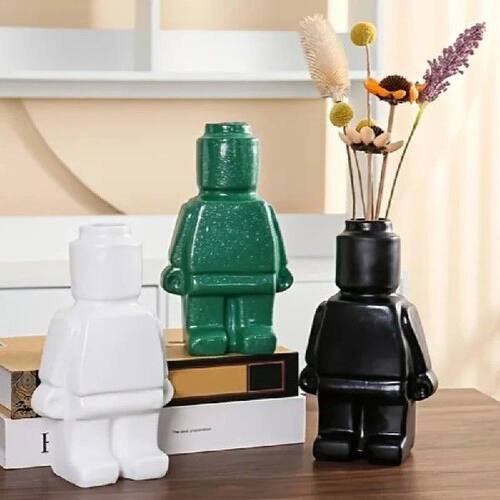 Nordic Style Ceramic Robot Vase Indoor Flower Pot Modern