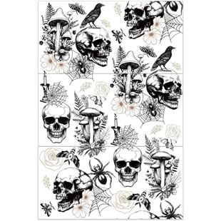 3Pcs/Set Rub on Transfers Stickers 12x6Inch Skull Spider