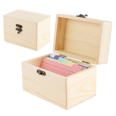 Wooden Business Card Storage Box with 150 Cards Deck