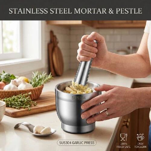 Stainless Steel Mortar and Pestle Garlic Crusher Manual