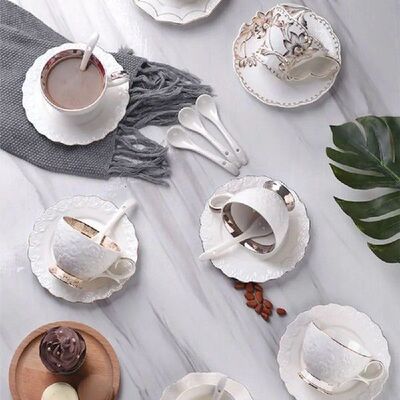 Vintage Ceramic Coffee Cup Spoon Plate Set Luxury Creative