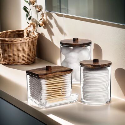 3pcs Qtips Holder Bathroom Container Storage Box 10/7 OZ