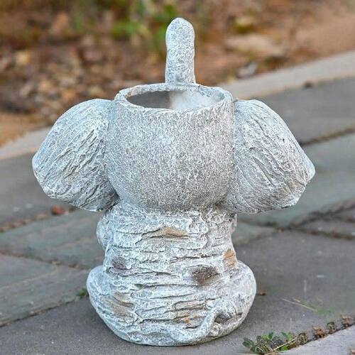 Resin Elephant Flower Pot Animal Shaped Planter Home Garden
