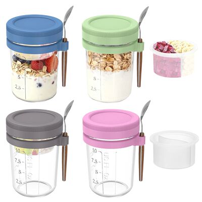 Overnight Oats Container with Lid and Spoon 450ML Airtight