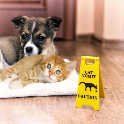 Sign Funny Creative Dog Cat Vomit Caution Sign