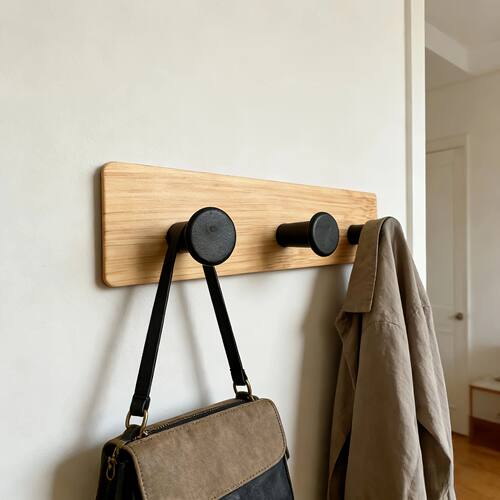 1Pc Bamboo Wood Hook Wall Clothes Hanger Door Keychain