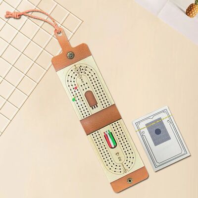 Traditional Wooden Cribbage Board Game Set with 6 Pegs and