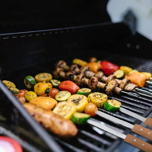 55cm Kabob Skewers - Flat Stainless Steel BBQ Skewers with