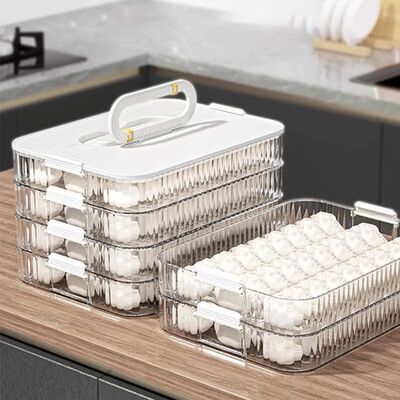 Dumplings Storage Box 3/4 Layer Fridge Food Grade Flash