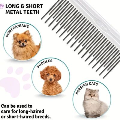 2pcs Cat & Dog Grooming Brush Set, Deshedding Tool with