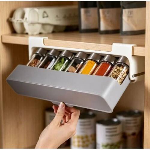 Self-adhesive Wall Mounted Spice Rack, Under Shelf Kitchen