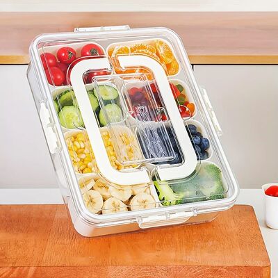 Snackle Box Container, Divided Serving Tray with Lid and