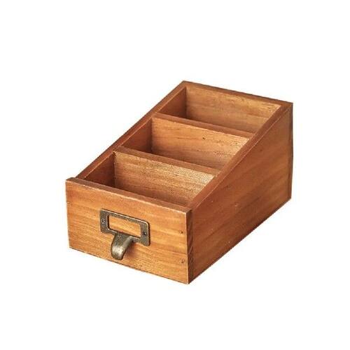 Wooden Remote Control Holder Decorative with 3 Compartments