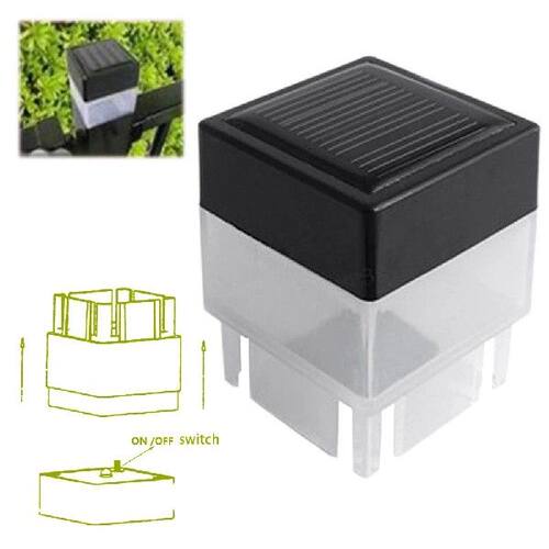 Solar Post Light Modern Fence Deck Lamp Auto On/Off Square