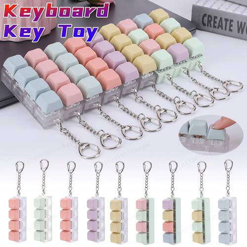 4 Keys Button Keycap Fidget Keychain Keyboard Key Toy