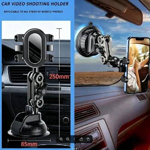 Car Phone Mount Holder, Two-in-One Strong Suction Cup with